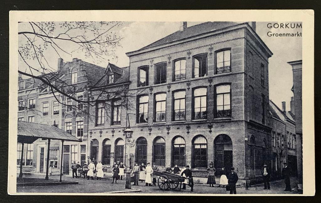 Ansichtkaart Groenmarkt Gorkum, Verzamelen, Ophalen of Verzenden, Voor 1920, Ongelopen, Zuid-Holland