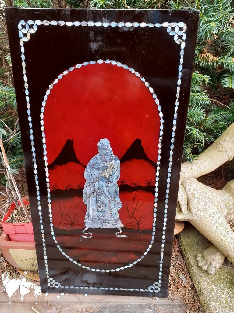 Houten Paneel ingelegd met Parelmoer, Ophalen of Verzenden