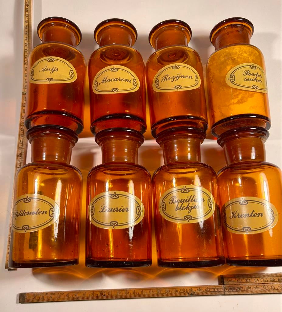 Unieke Antieke Apotheek Potten Set van 8, Ophalen of Verzenden