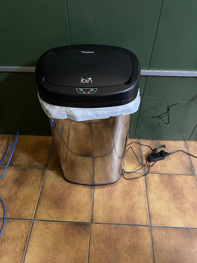 Ibin TurboTronic SB58 Prullenbak met Sensor - 58L Zwart/RVS, 50 tot 75 cm, Nieuw, 40 liter of meer, Ophalen of Verzenden