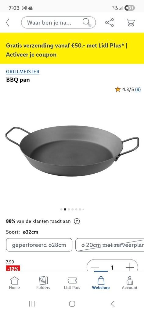 Lidl IJzeren Kookpan - Perfect voor buiten koken!, Ophalen, Gebruikt, Lidl