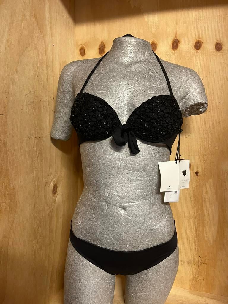 Twinset halter bikini maat 70b en 36 model global, Verzenden, Nieuw, Zwart, Bikini