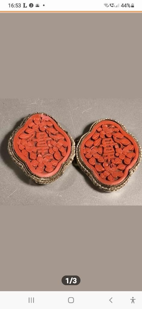 CHINA - CHINESE CINNABAR LAK STUKKEN 3 X  ; ANTIEK  MEIJI, Verzenden