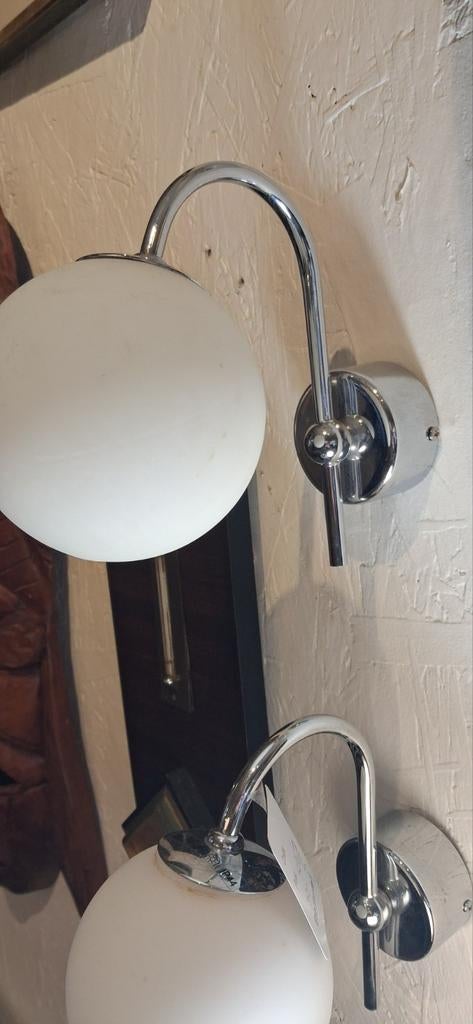 Vintage Wandlampjes Mat Melkglas - Set van 2, Ophalen, Gebruikt, Glas, Onbekend