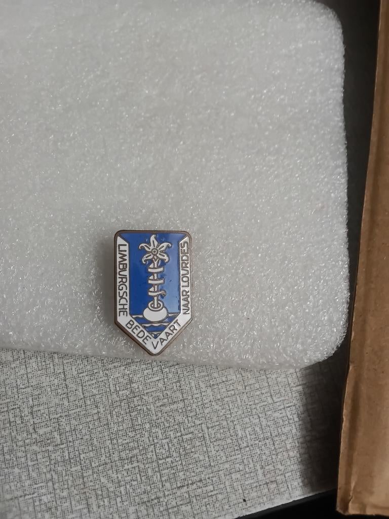 Geëmailleerd speldje van Limburchse Bedevaart naar Lourdes, Ophalen of Verzenden