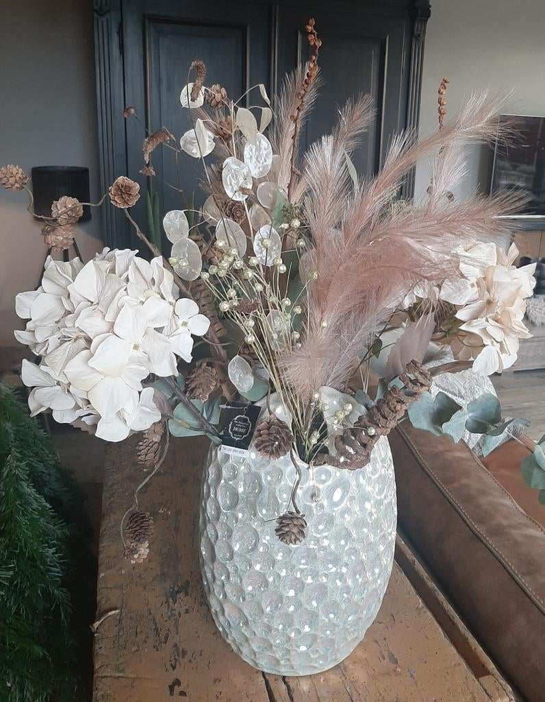 Grote vaas incl zijde takken,kunst takken, Huis en Inrichting, Woonaccessoires | Vazen, Overige kleuren, Ophalen of Verzenden