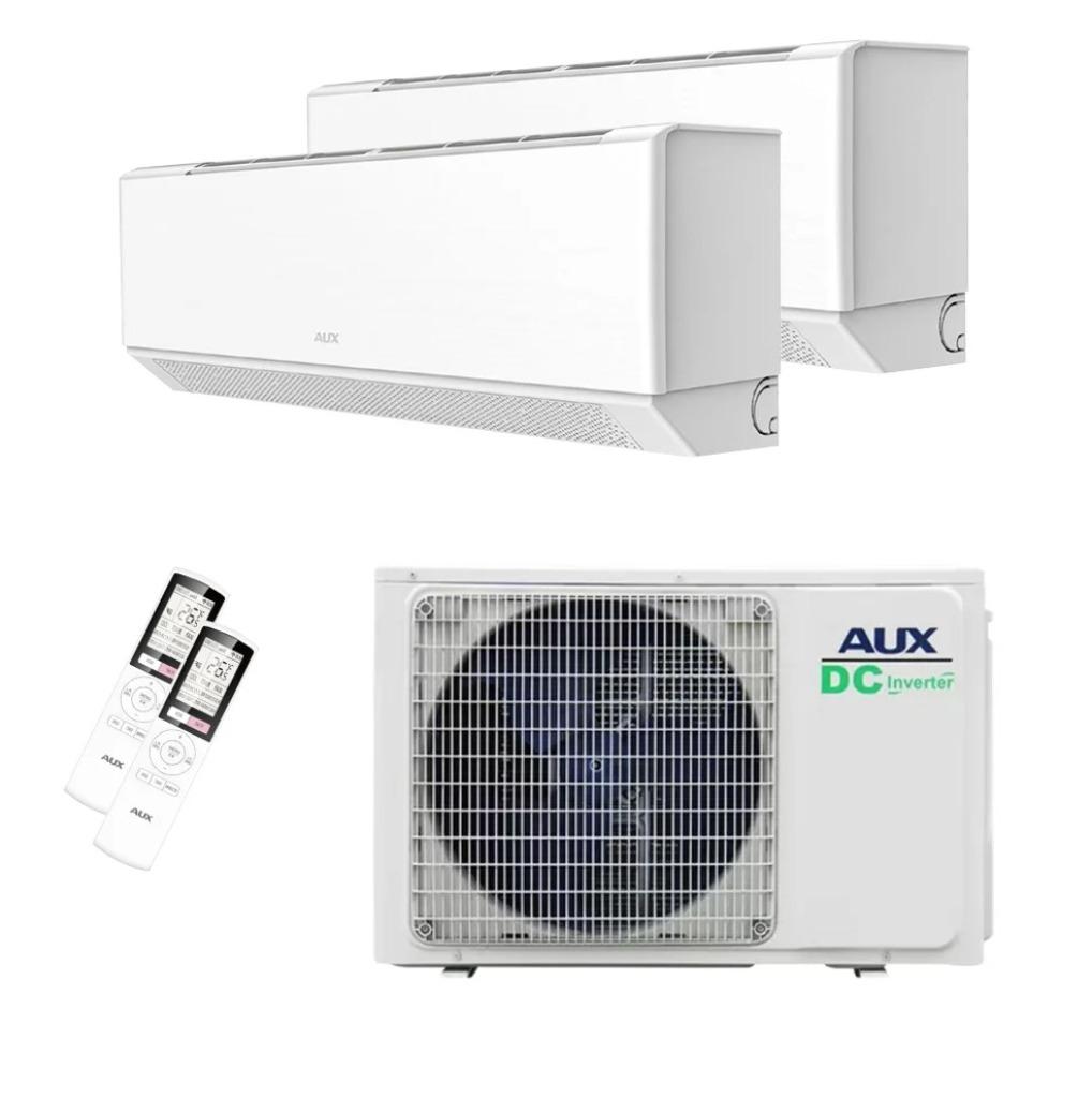 AUX AIRCO MULTISPLIT 5,3 kW MET 2 x 3,5 kW binnendelen WIFI, Koelen en Ontvochtigen, Timer, Nieuw, 3 snelheden of meer