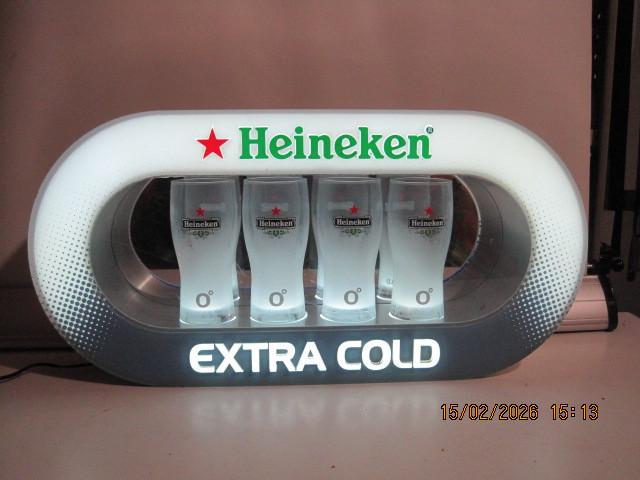 heineken extra cold display 57/28/10 cm verlichting (376), Ophalen of Verzenden, Gebruikt, Reclamebord, Plaat of Schild, Heineken