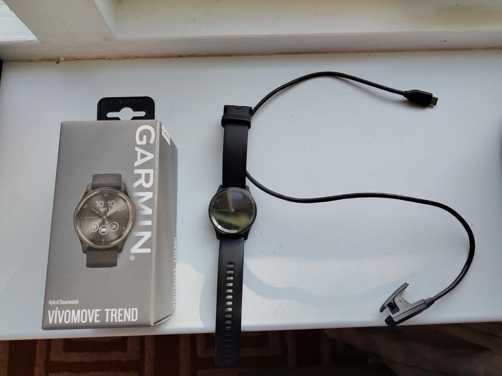 Garmin Vivomove Trend - Hybride Smartwatch, Sieraden, Tassen en Uiterlijk, Smartwatches, Zwart, Garmin, Ophalen of Verzenden, Zo goed als nieuw