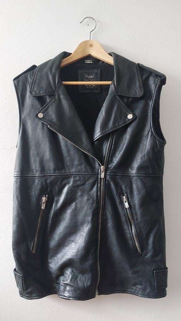 Zara oversized leren biker waistcoat M, Kleding | Dames, Jassen | Zomer, Maat 38/40 (M), Ophalen of Verzenden, Gedragen, Zara