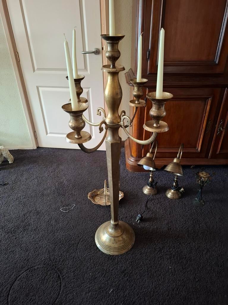 Grote messing  kandelaar - 120cm, Ophalen, Koper of Brons
