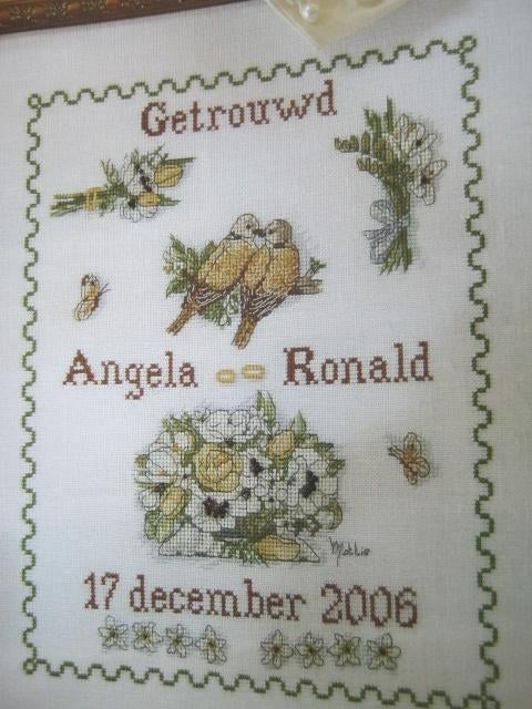 Borduurpatroon  Huwelijks merklap / Trouwen nr 7565, Verzenden, Nieuw, Handborduren, Patroon