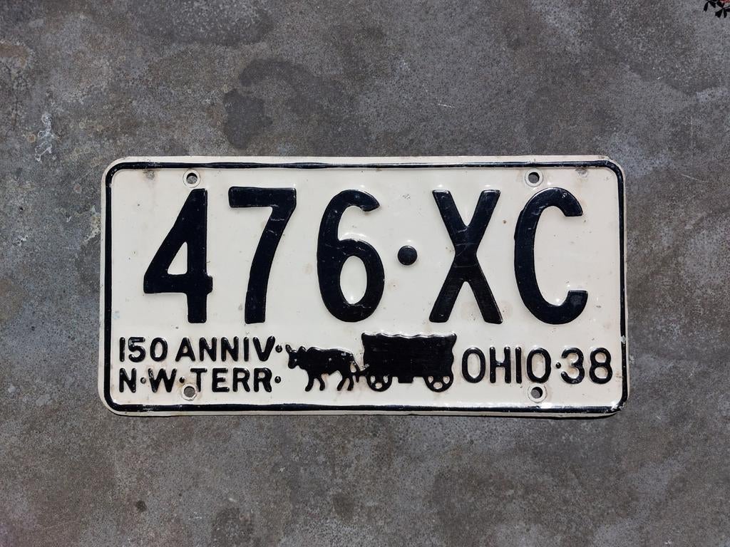 Kentekenplaat 1938 Ohio USA Nummerplaat Nummerbord, Verzamelen, Ophalen of Verzenden, Gebruikt, Auto's