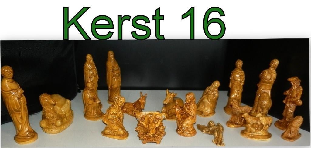 Kerst- 16 -/- 18 Delige Bruine Kerstbeelden groep van Gips, Diversen, Kerst, Ophalen of Verzenden, Zo goed als nieuw