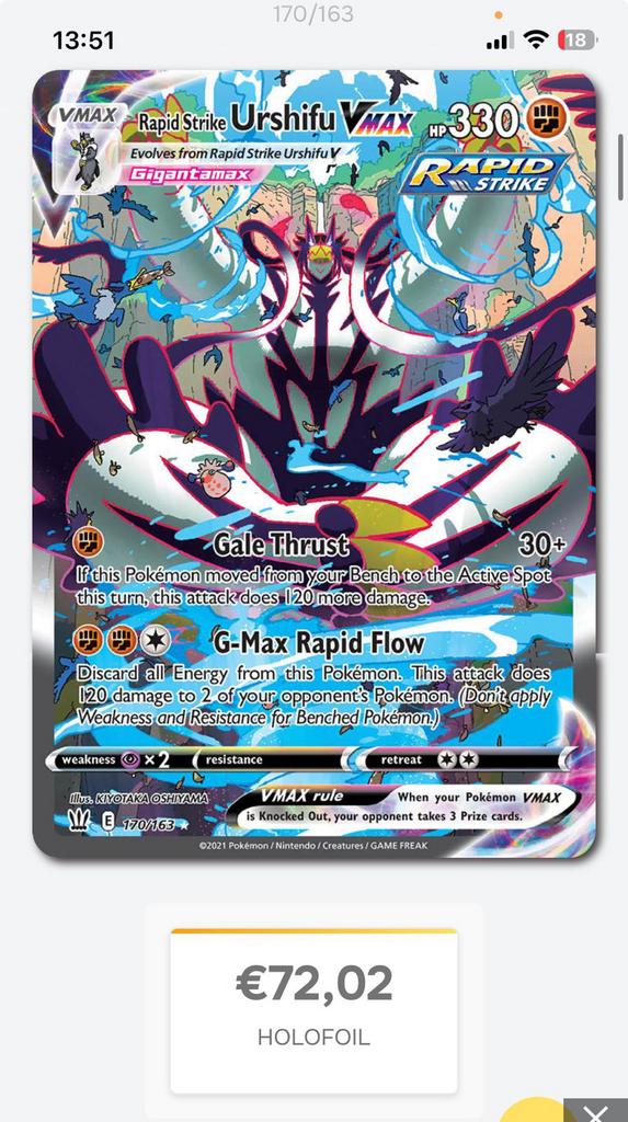 Urshifu vmax rapid strike, Ophalen of Verzenden, Gebruikt