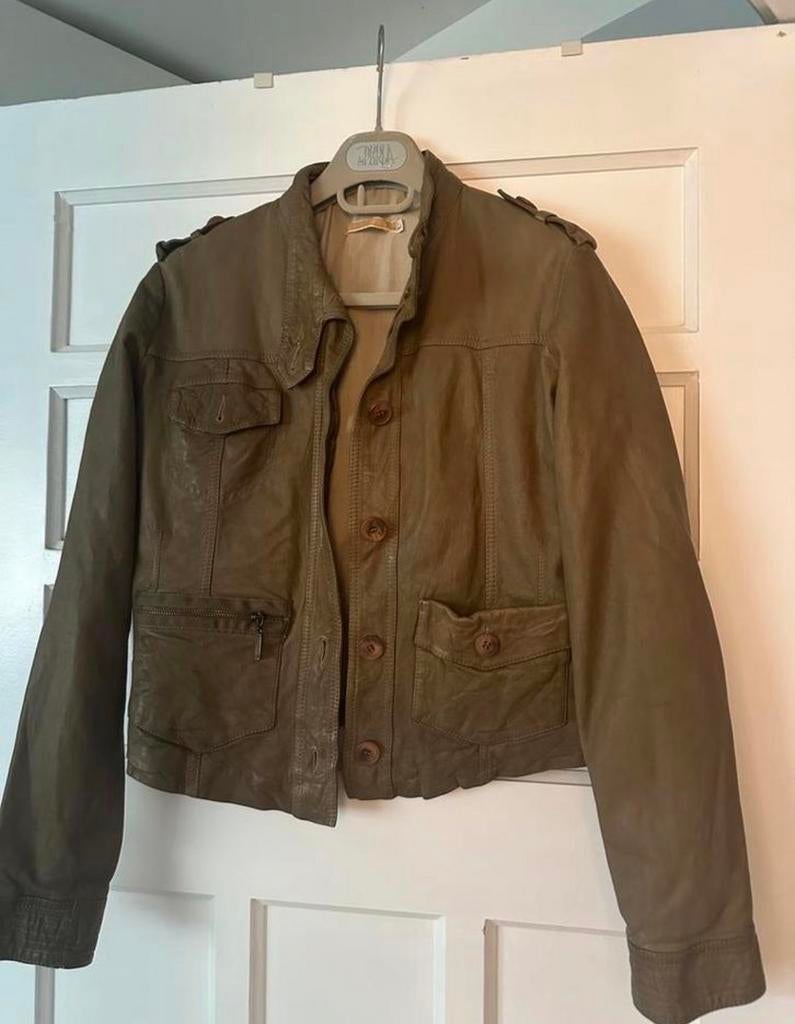 leren jas army green, Ophalen of Verzenden, Gedragen, Maat 38/40 (M), Groen