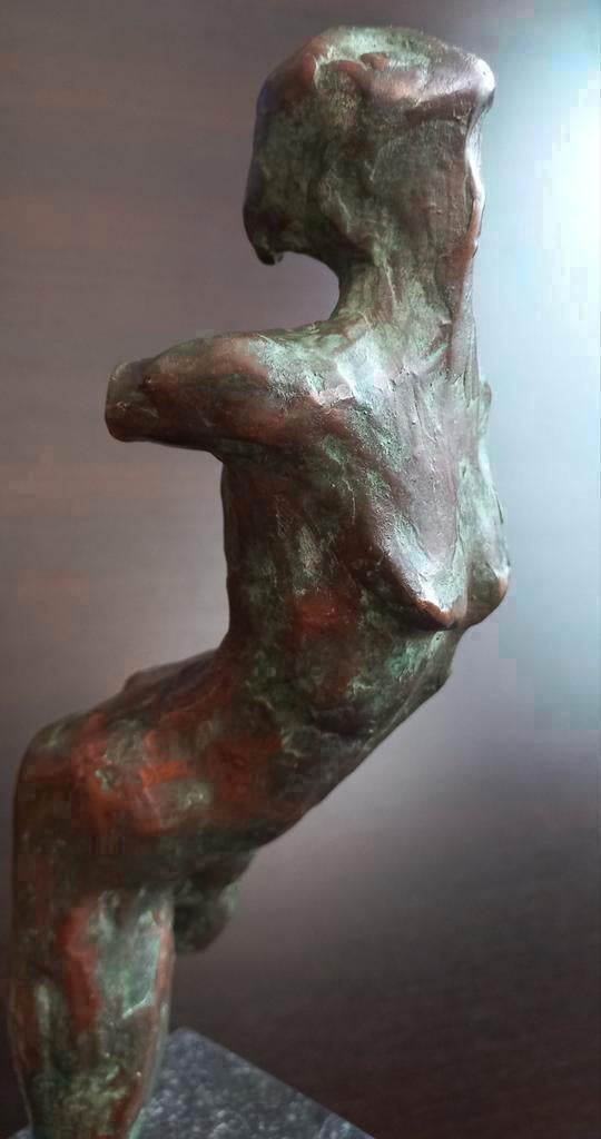 Brons beeld naakte torso op graniet sokkel , bronzen beeld, Ophalen of Verzenden, Brons