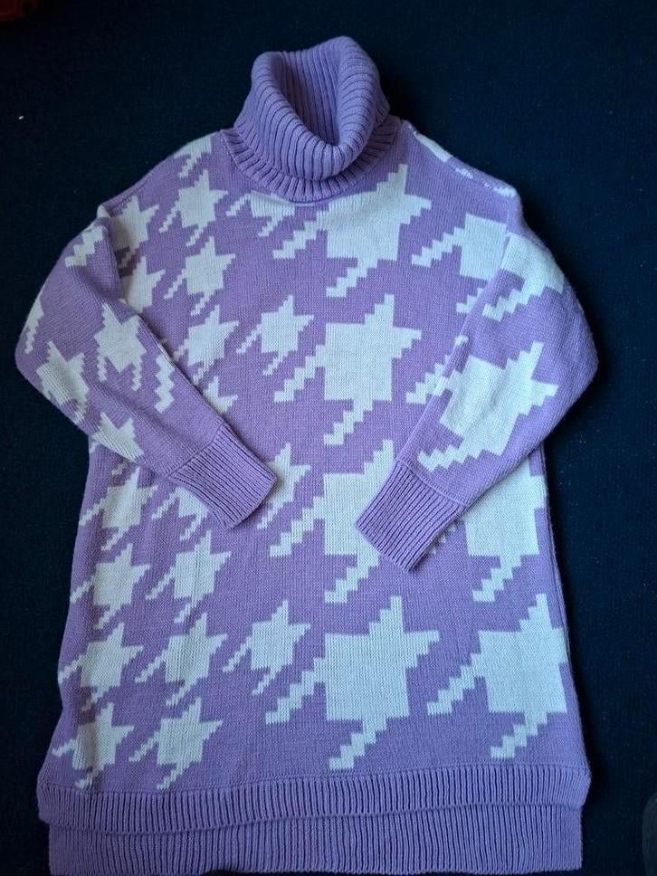 Dameskleding Paars/wit trui met kol - Maat M, Ophalen of Verzenden, Zo goed als nieuw, Maat 38/40 (M), Paars