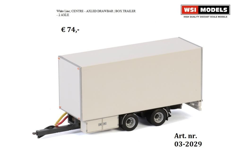 WSI Models CENTRE - AXLED DRAWBAR | BOX TRAILER - 2 AXLE, Ophalen of Verzenden, Nieuw, Bus of Vrachtwagen, Wsi