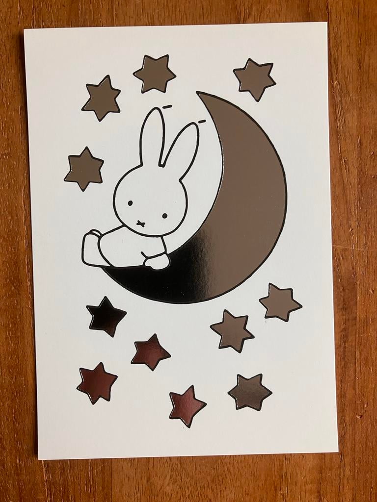 Dick Bruna. Miffy / Nijntje op de Maan - zilver, Ophalen of Verzenden, Zo goed als nieuw, Plaatje, Poster of Sticker