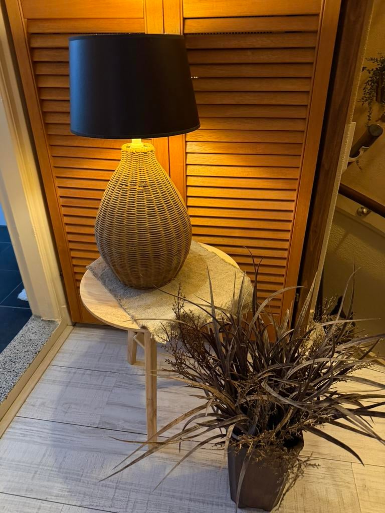 Nieuw Rattan Tafellamp incl Kap en Meer, Huis en Inrichting, Lampen | Tafellampen, Ophalen of Verzenden, Nieuw, Overige materialen