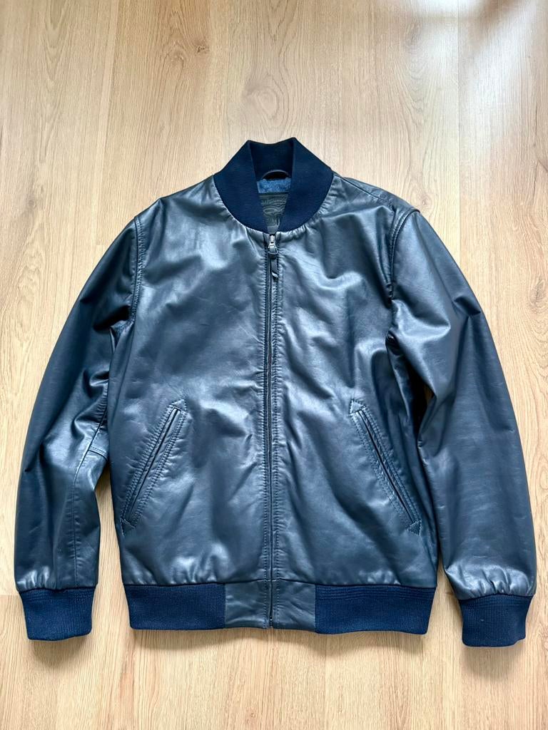 Levi’s Leren Jas Donkerblauw Maat M, Ophalen of Verzenden, Zo goed als nieuw, Maat 48/50 (M), Blauw