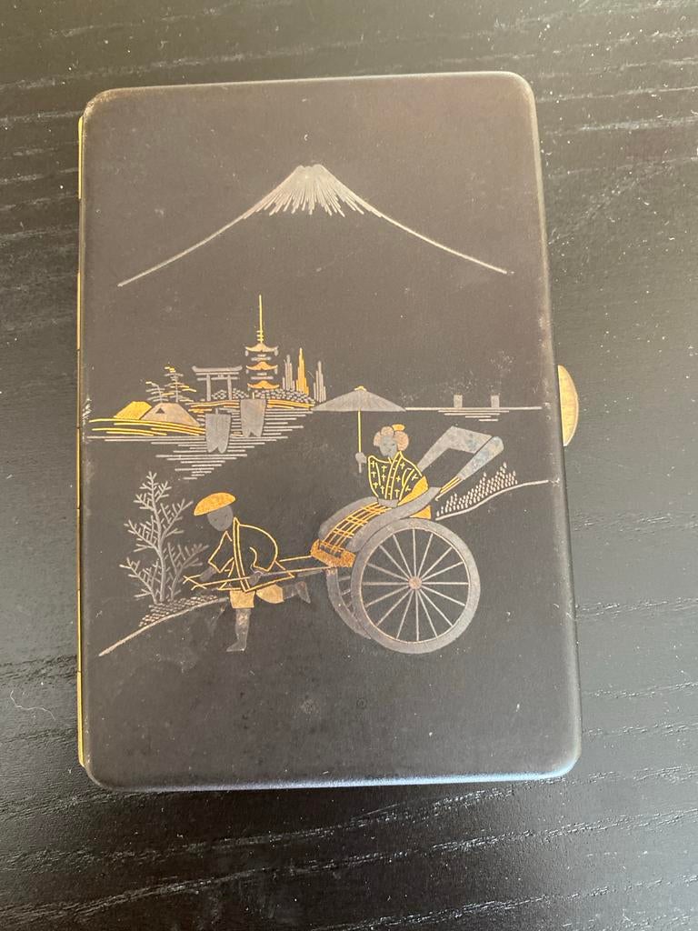 Antieke sigarettenhouder met Japanse afbeelding, Ophalen of Verzenden
