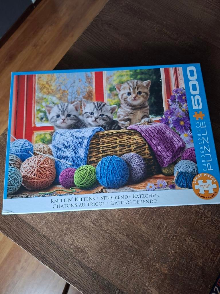 Eurographics Puzzel 500 stukjes - Kittens, Ophalen of Verzenden, 500 t/m 1500 stukjes, Zo goed als nieuw, Legpuzzel