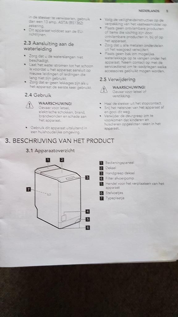 Wasmachine, Witgoed en Apparatuur, Wasmachines, Ophalen, 1200 tot 1600 toeren, Gebruikt, 4 tot 6 kg