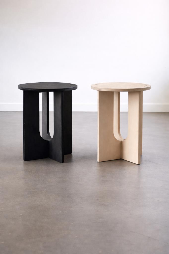 Grote partij multiplex bijzettafels, Huis en Inrichting, Ophalen, Minder dan 45 cm, Minder dan 55 cm, Rond