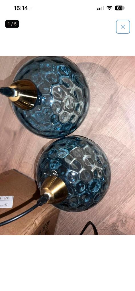 Glazen blauwe bollampen 2 stuks nieuw, Ophalen of Verzenden, Zo goed als nieuw