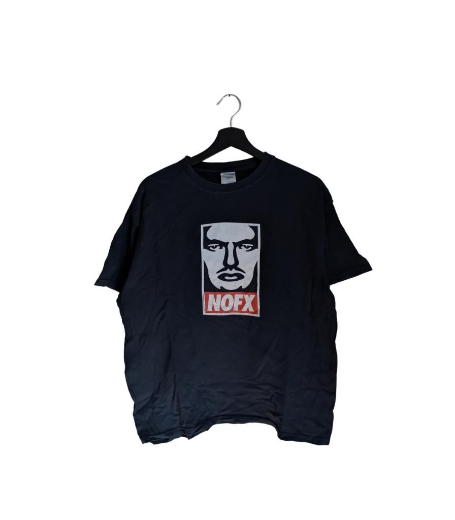 nofx x obey face shirt – large shepard fairey, Maat 52/54 (L), Zwart, Gildan, Gildan