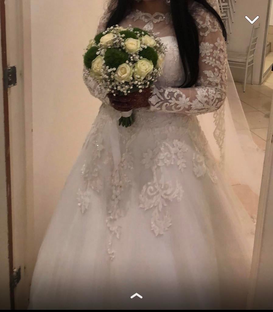 Prachtige ballroom bruidsjurk trouwjurk te koop a line, Ophalen of Verzenden, Zo goed als nieuw, Wit, Trouwjurk