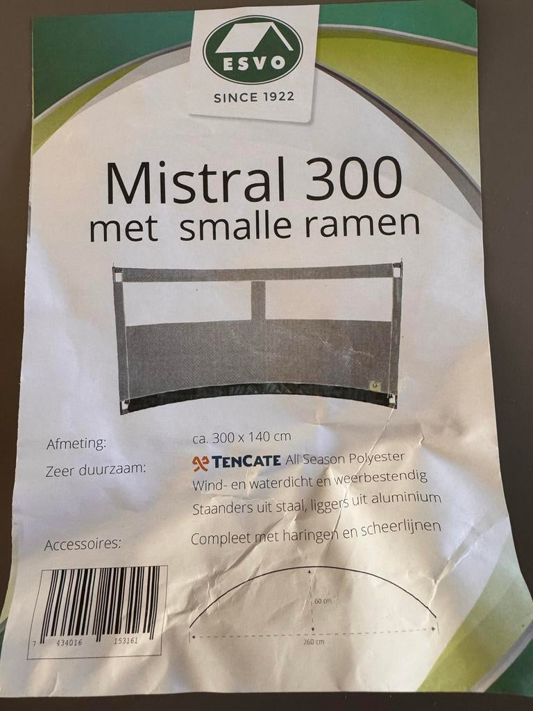 Mistral 300 windscherm 300 x 140, Caravans en Kamperen, Windschermen, Ophalen, Nieuw