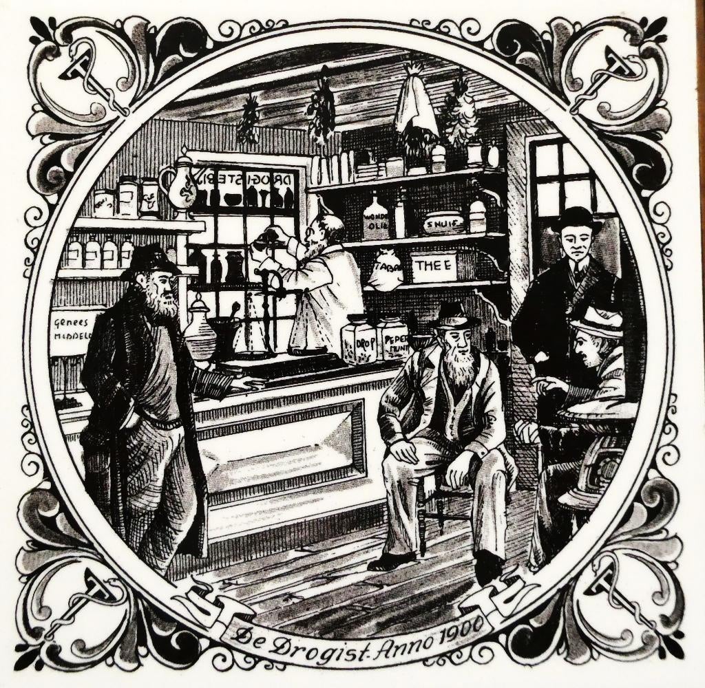 Tegeltableau met 4 onderzetters met medische afbeeldingen, Ophalen of Verzenden