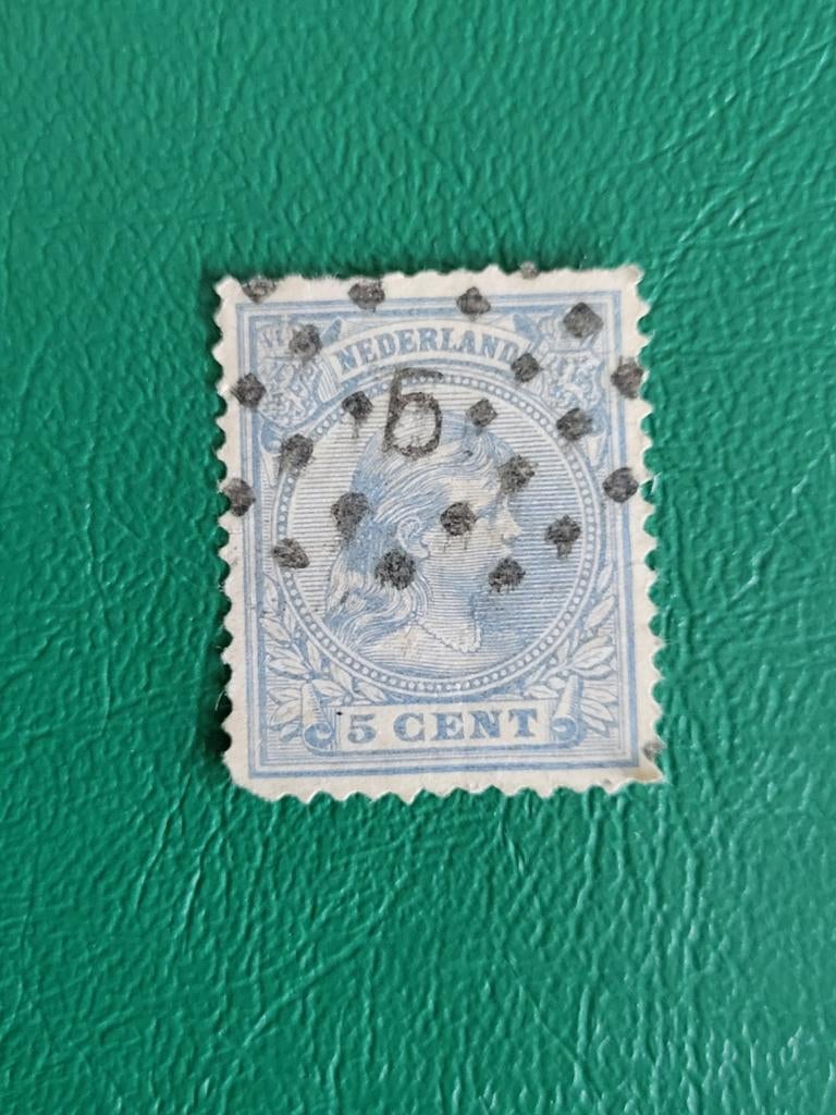 Nederlandse postzegel Wilhelmina 5 cent puntstempel 6, Postzegels en Munten, Postzegels | Nederland, Ophalen of Verzenden, T/m 1940
