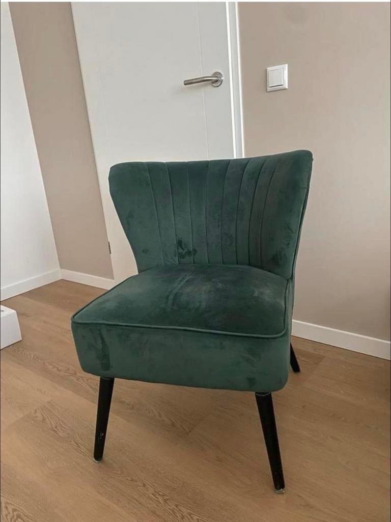 Groene velvet schelp stoel, Ophalen, Nieuw, Overige kleuren, Eén