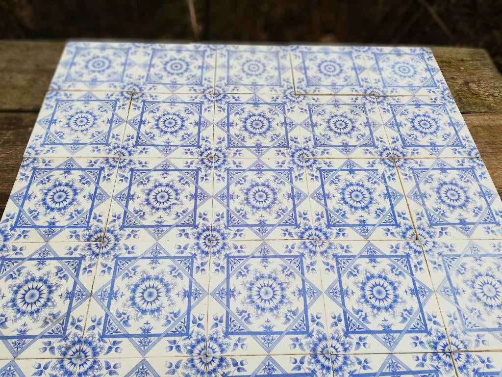 Mooi achter haard of kachel, 40 stuks 77x123 cm, blauw wit, Antiek en Kunst, Ophalen