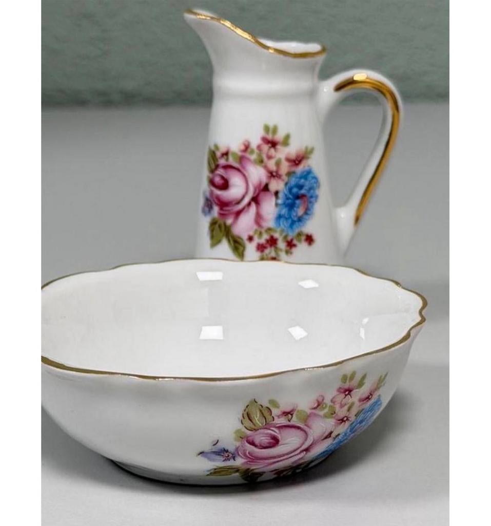 ROYAL PORCELAIN P. Limoges 24KT Gold melkkan en schaaltje, Antiek en Kunst, Antiek | Servies los, Ophalen of Verzenden