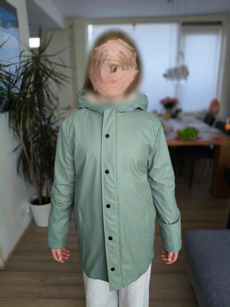 Gevoerde regenjas maat 158-164 met teddy voering, Gebruikt, Jongen of Meisje, Ophalen of Verzenden, Hema