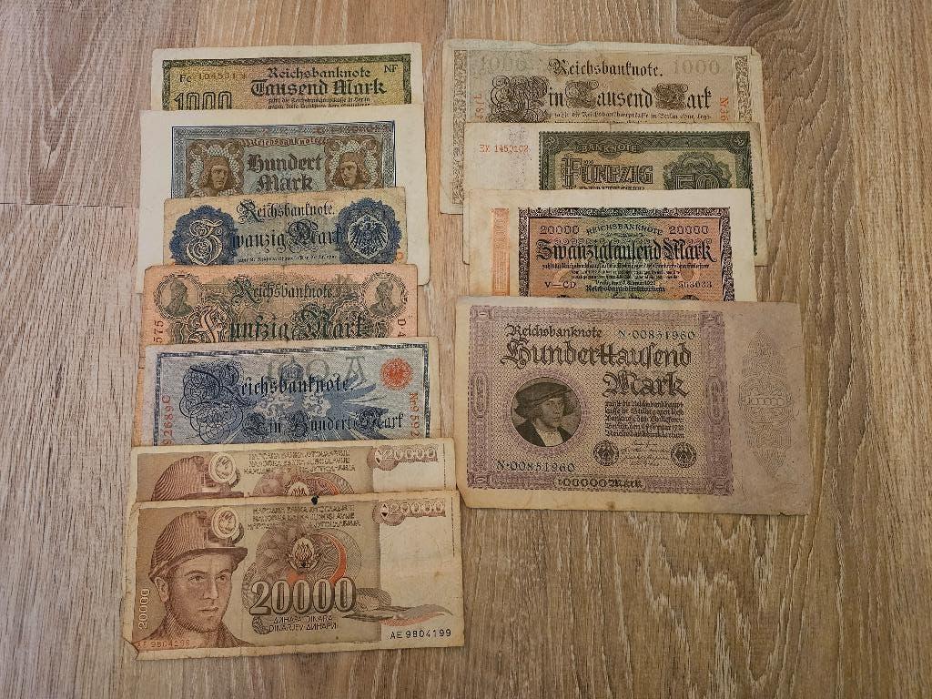 Hyperinflatie biljetten Duitsland/Joegoslavië, Postzegels en Munten, Munten en Bankbiljetten | Verzamelingen, Verzenden, Buitenland