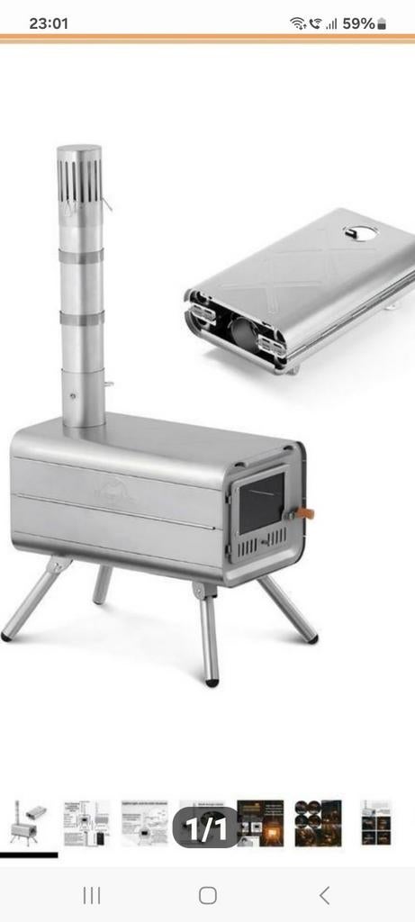Draagbare Titanium Camping houtkachel 60x35x30cm, Ophalen of Verzenden, Zo goed als nieuw