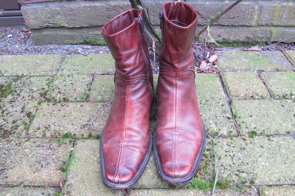 Brown leather ankle boots, Bruin, Lage of Enkellaarzen, Ophalen of Verzenden, Gedragen