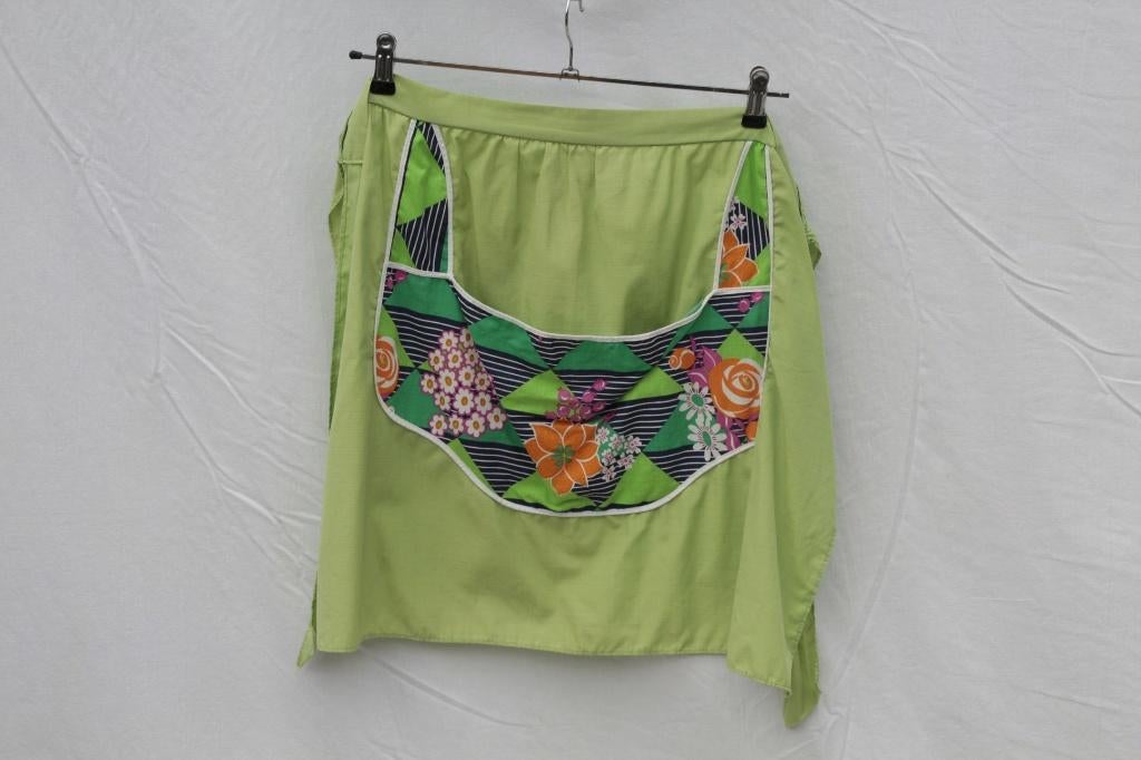 Grappig ouderwets groen keukenschort., Carnaval, ., Ophalen of Verzenden, Zo goed als nieuw