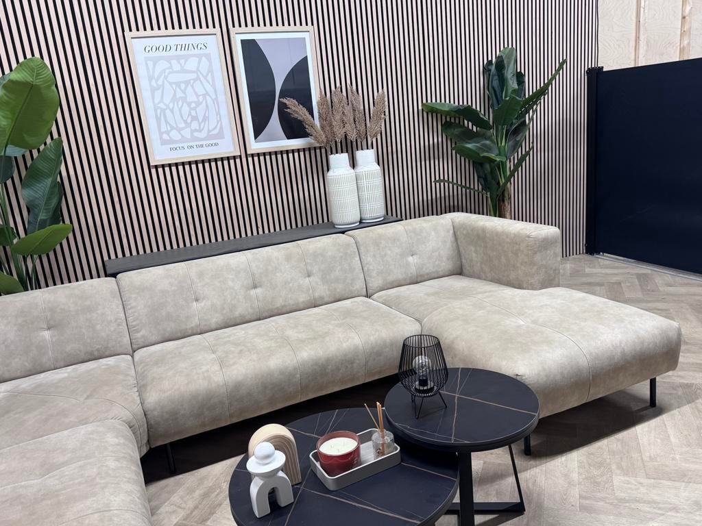 ZGAN Zitmaxx Gabanna U-Bank Microleer - Beige - 320 x 255, Huis en Inrichting, Banken | Bankstellen, -, -, Hoekbank, 300 cm of meer