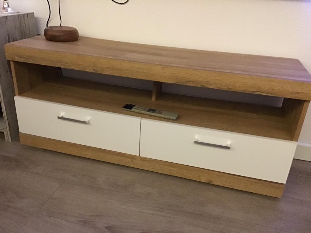 Tv kastje 120x50x35.  lxhxd. Licht eiken witte lades, Huis en Inrichting, Kasten | Televisiemeubels, Ophalen, Gebruikt, 50 tot 100 cm