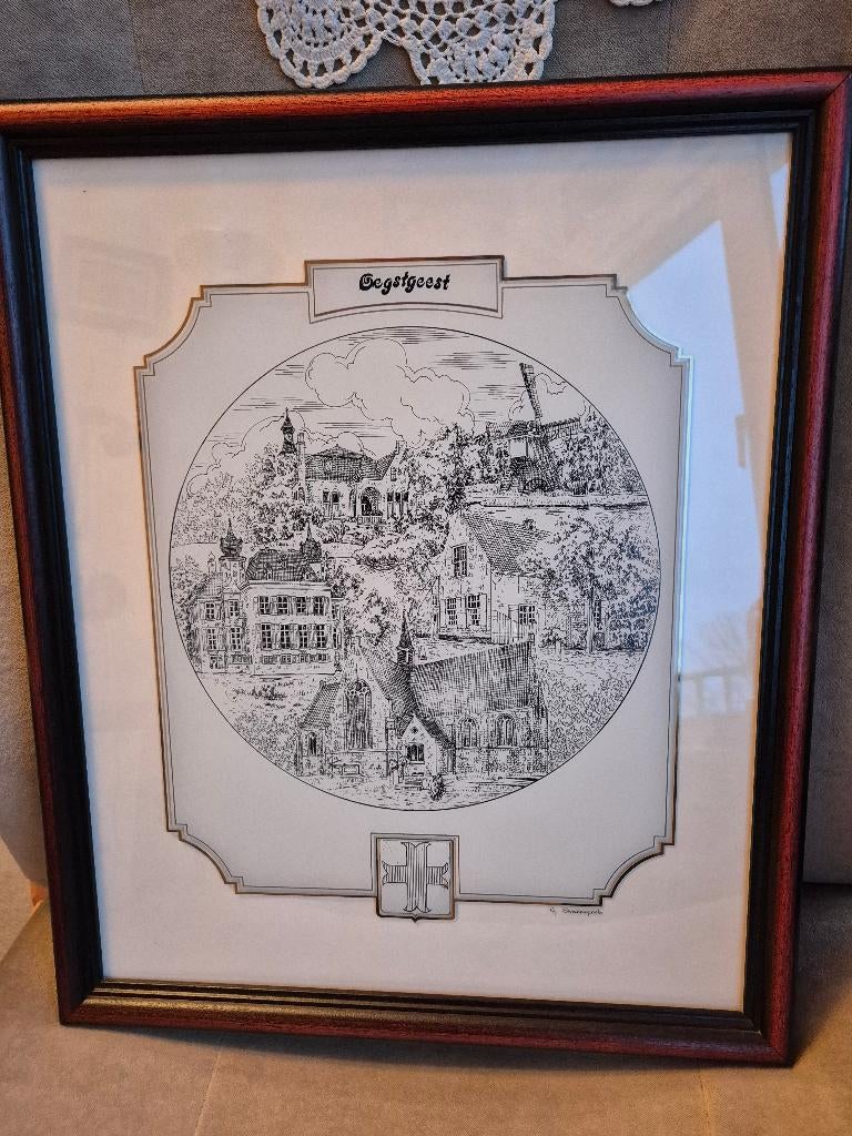 Glasgravure Oegstgeest, Antiek en Kunst, Kunst | Etsen en Gravures, Ophalen