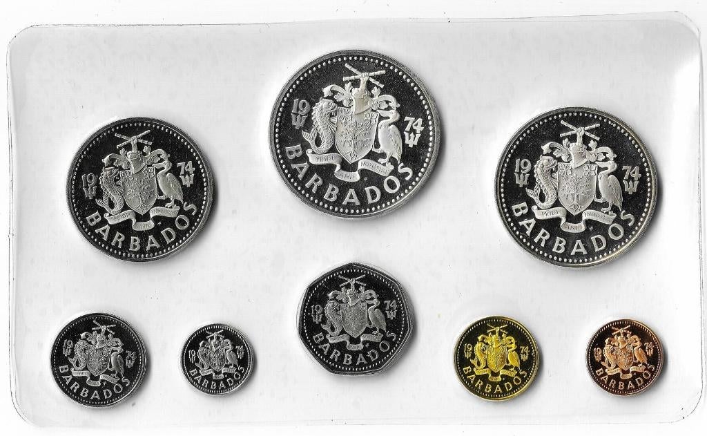 Barbados proofset 1974 8 munten zilver proof, Postzegels en Munten, Ophalen of Verzenden, Noord-Amerika, Setje, Zilver