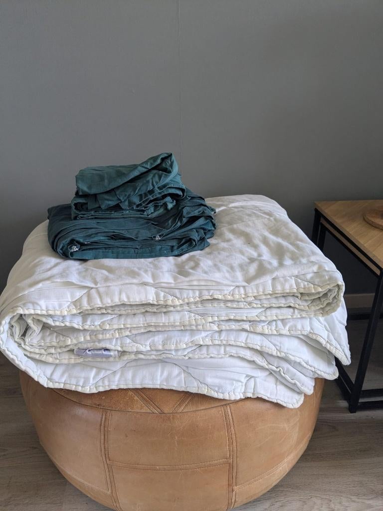 All season dekbed met dekbedovertrek (200x240emerald green), Gebruikt, Dekbedovertrek, Tweepersoons, Ophalen of Verzenden