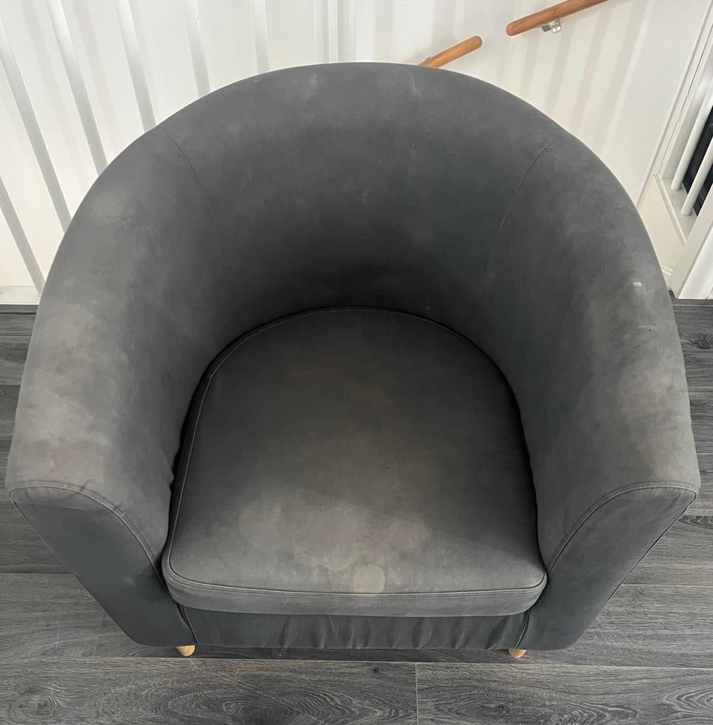 Comfortabele blauwe loungestoel / fauteuil, Ophalen, Gebruikt, Minder dan 75 cm, 75 tot 100 cm